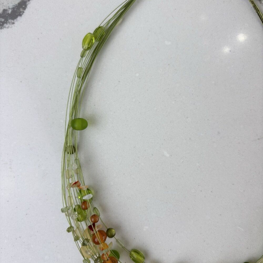 VTG Coldwater Creek Multi-Strand Green Orange Stone Glass Beaded Necklace Artsy - Picture 6 of 10